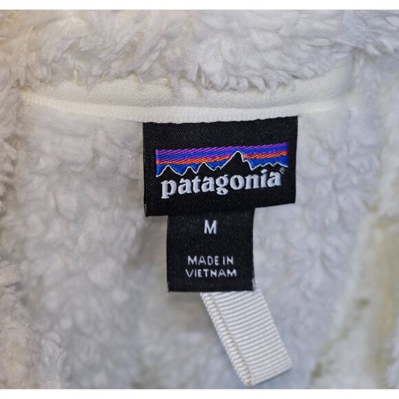 Patagonia Women's Ivory Sherpa Fleece 1/4 Zip Pullover Size Medium 2205 - Picture 8 of 14